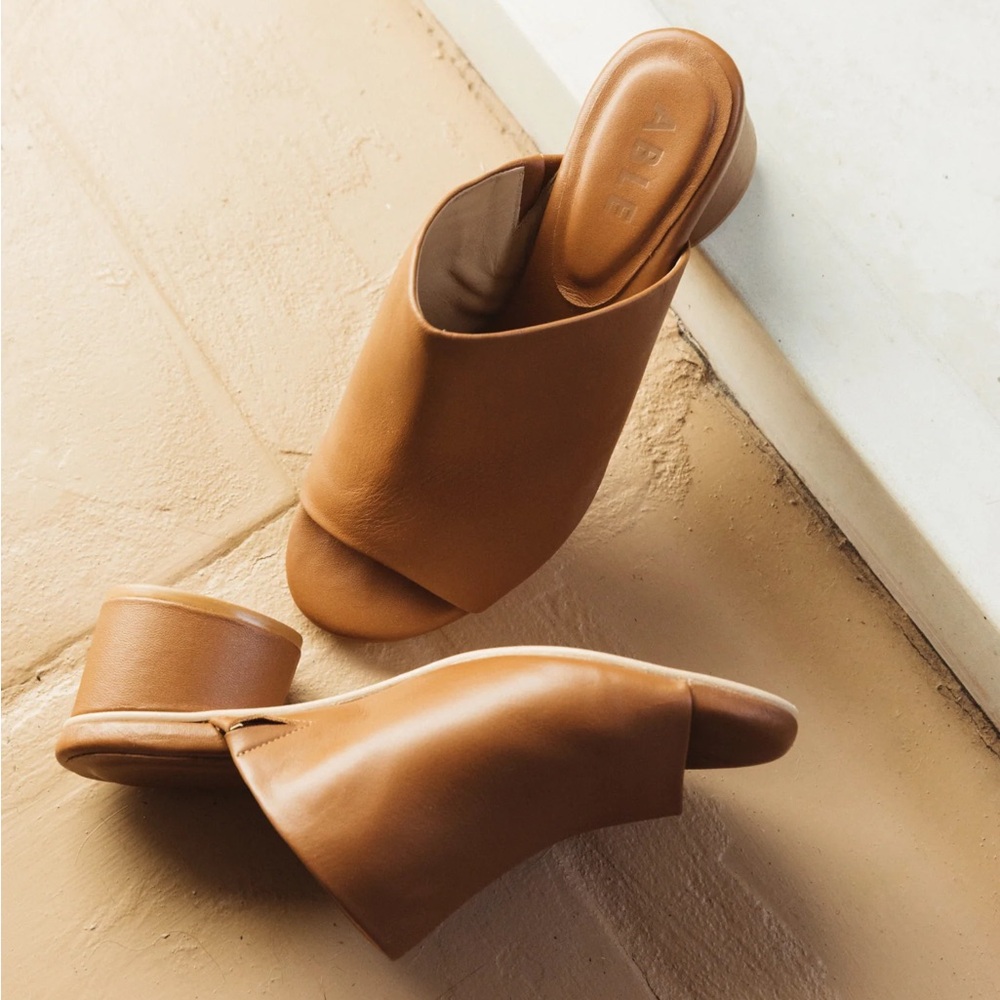 Able Renee Heel Peep Toe Block Heel Mule